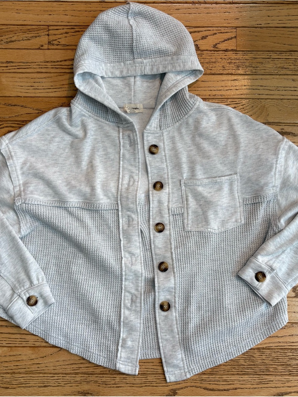 Light gray Hooded Button-Front Knit Cardigan